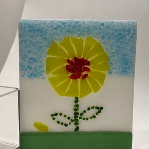 YELLOW FUSED GLASS Flower Stained Glass Night Light F40