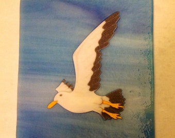 SEA GULL NIGHTLIGHT - On Opal Stained Glass B16