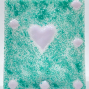 ORCHID PINK Heart Aqua- Green & Pink NightLight Glass H50