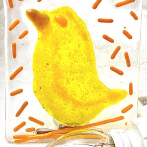 YELLOW Baby Bird - Handmade Kiln fired NightLight Glass B05