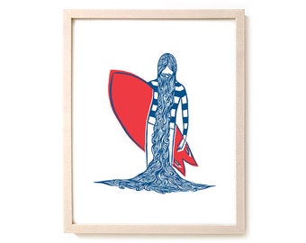Surfing Art Print "Blue Beard"