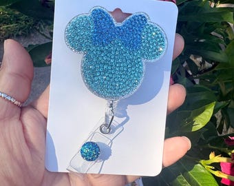 Portabadge con strass blu di Minnie