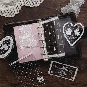 A7 Acrylic Filofax Personal Planner Dashboard, 3 Ring & 6 Ring Binder Divider, Kawaii Lace Photocard