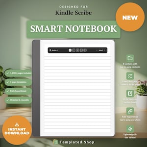 Kindle Scribe Smart Notebook, Undated Hyperlinked 8 Sections 240 Notes with Cornell & To Do List Templates, Digital Notebook PDF
