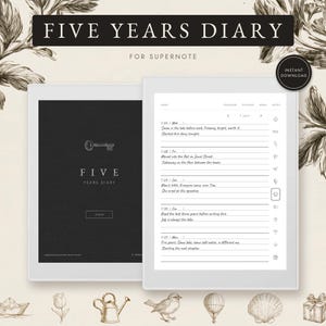 5 Year Diary Journal for Supernote A5X Manta Nomad: Hyperlinked Digital PDF One Line a Day, Undated or 2027-2031, Five Year Memory Book