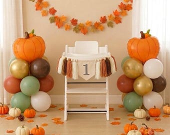 Pumpkin first birthday party, pumpkin One High Chair Banner, My little pumpkin, Fall 1st Birthday Decor, Pumpkin balloon biryhday decor
