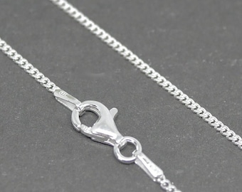 1.4mm Sterling Silver Curb Chain - 42cm (17in) 45cm (18in) and 50cm (20in) - 925 Silver Necklace - 1.4mm thick - Spare Chain Replacement