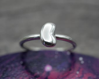 Bean Ring - Handmade Sterling Silver Ring by Purplefish Designs Jewellery - Jelly Bean - Kidney Bean - Silver Bean Ring