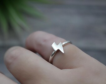 Lightning Bolt Ring - Handmade Sterling Silver Ring by Purplefish Designs Jewellery - Thunder Bolt Ring - Weather Jewellery - All Sizes