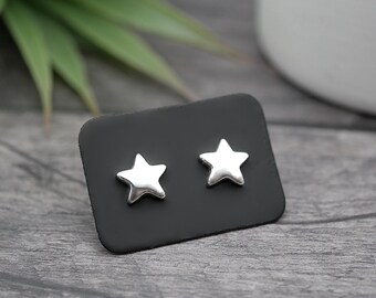 Star Studs - Handmade Sterling Silver Star Stud Earrings by Purplefish Designs Jewellery - Celestial Jewelry