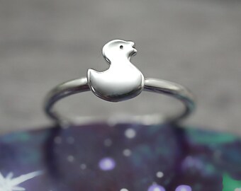 Ducky Ring - Handmade Sterling Silver Rubber Duck Ring by Purplefish Designs Jewellery - Cute Ring - Large sizes available