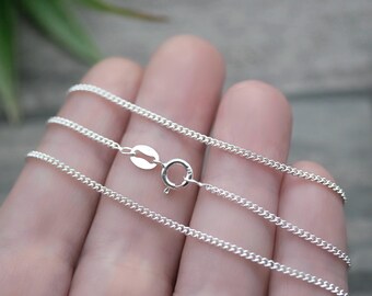 Sterling Silver Round Curb Chain - 40cm, 45cm, 50cm, 55cm and 60cm - 925 Necklace - 1.4mm wide - Spare Chain Replacement - Long Chains