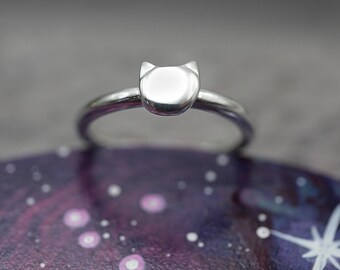 Kitty Ring - Handmade Sterling Silver Ring by Purplefish Designs Jewellery - Cute Ring - Silver Cat Ring - Gift for Cat Lover - All Sizes