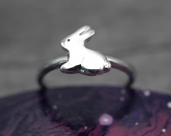 Bunny Ring - Handmade Sterling Silver Rabbit Ring by Purplefish Designs Jewellery - Cute Bunny Rabbit Ring - Animal Jewelry - Easter Gift