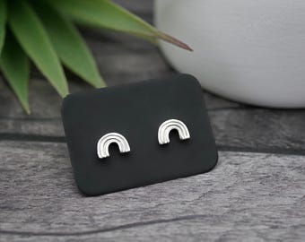 Rainbow Studs  - Handmade Sterling Silver Rainbow Stud Earrings by Purplefish Designs Jewellery - Good Luck Gift - Gift of Hope - Pride Gift