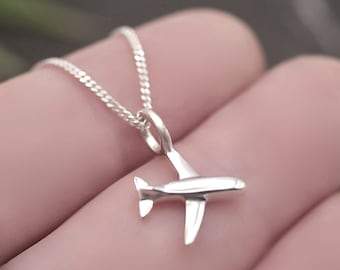 Tiny Plane - Handmade Sterling Silver Aeroplane Pendant with Fine Chain - Purplefish Designs Jewellery - Cabin Crew Gift - Airplane Necklace