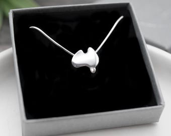 Lil Aussie - Handmade Sterling Silver Australia Map Pendant with Snake Chain by Purplefish Designs Jewellery - Travel Jewelry - Map Necklace