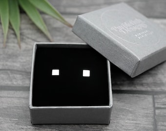 Silver Square Studs - Handmade Sterling Silver  Stud Earrings by Purplefish Designs Jewellery - Everyday Silver Essentials - Simple Studs