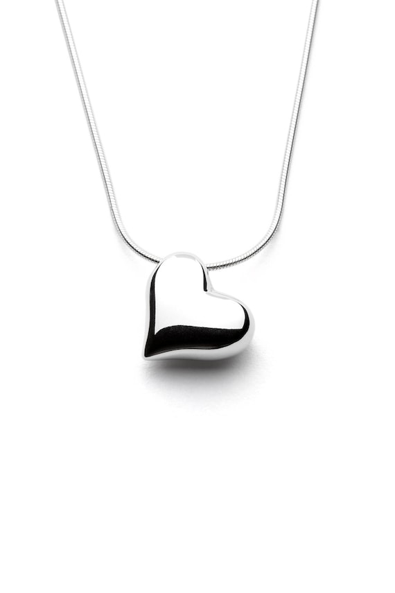 Heart - Handmade Solid Sterling Silver Pendant With Snake Chain by
