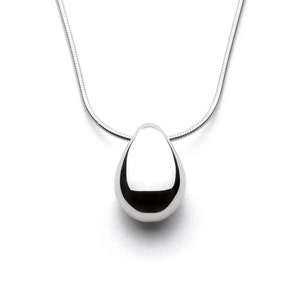 Egg - Handmade Solid Sterling Silver Teardrop Pendant with Snake Chain by Purplefish Designs Jewellery - Mothers Day Gift - Gift For Her