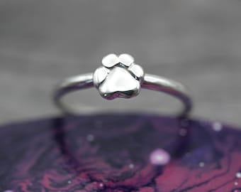 Paw Ring - Handmade in Sterling Silver by Purplefish Designs Jewellery - Cat or Dog Paw - Animal Lover Gift - Made To Order in any size