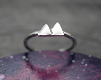 Mountain Ring - Handmade Sterling Silver Ring by Purplefish Designs Jewellery - Travel Gift - Nature Lover Ring - All Sizes Available