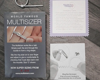 Ring Sizer Kit - Adjustable Ring Sizer - Australian & UK Sizing from A to Z+9 - Polishing Cloth - Ring Size Decreaser - Jewellery Care Card