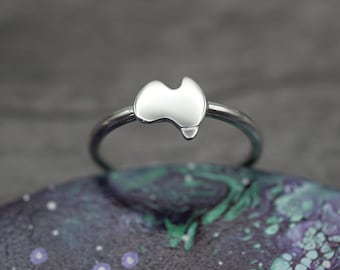 Aussie Map Ring - Handmade Sterling Silver Australia Ring by Purplefish Designs Jewellery - Travel Gift - Farewell - Souvenir - All Sizes