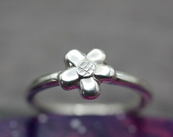 Flower Ring - Handmade Sterling Silver Ring by Purplefish Designs Jewellery - Cute Ring - Large sizes available