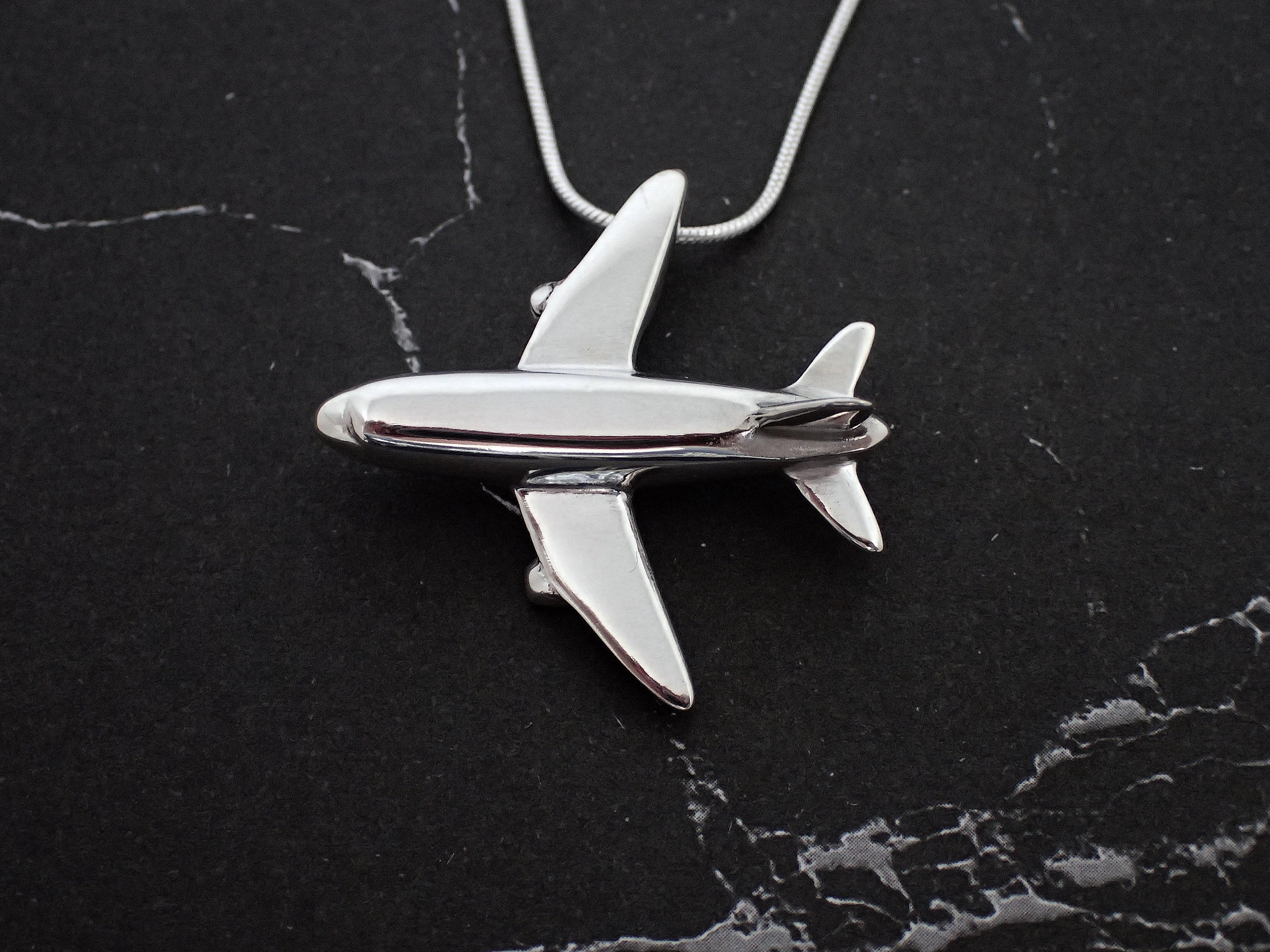 Aeroplane Handmade Sterling Silver Airplane Pendant With 