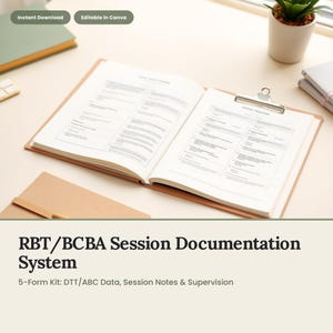 BCBA RBT Session Documentation System: ABA Data Collection, Notes (Canva Template)