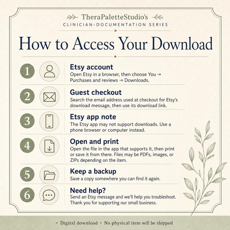 Clinician documentation series download guide for accessing a digital printable.