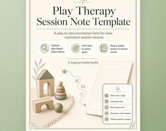 Modèle de notes de séance de thérapie par le jeu | Notes de suivi en thérapie pour enfants | PDF imprimable