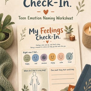 Teen Feelings Check-In Worksheet | Emotion Naming Printable, Body Map (PDF)