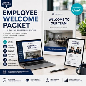 Plantilla para paquete de bienvenida de empleados / Kit de incorporación de RR. HH. en Canva (Descarga digital)
