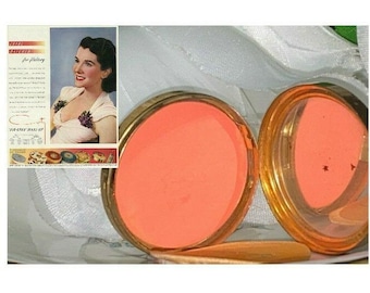 Vintage Coty Airspun Sub Deb Rouge Blush Gold Metal Mirror Compact Bright