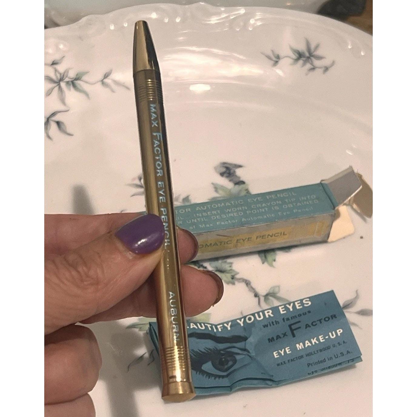 Vintage Max Factor Hollywood Gold Metal Automatic Eye Pencil Liner New Auburn