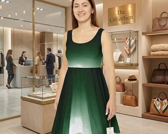 Green Ombre Cloud Dress skater dress | gradient sleeveless AOP