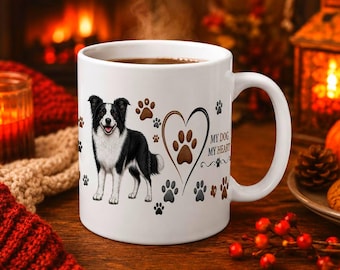ボーダーコリーのコーヒーマグ、ボーダーコリー好きへのギフト、犬好きのお母さんへのギフト、犬好きのお父さんへのギフト、犬好きへのクリスマスギフト
