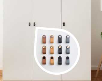 Leather handles for Pax wardrobes / Furniture handles in 12 color variations / Leather loop / Wardrobe handles / Handles for IKEA Pax doors