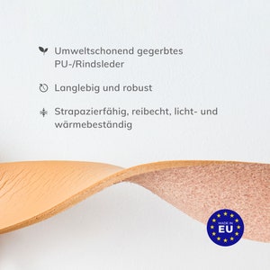 Vorteile des hochwertigen PU-/Rindsleders - Made in Europe: umweltschonend gegerbt, langlebig, robust, strapazierfähig, reibecht, licht- und wärmebeständig