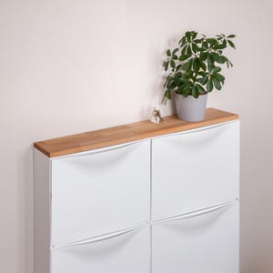 Wooden board for IKEA Trones – Solid wooden board for 2 IKEA Trones shoe cabinets – Natural and oiled beech – Top plate, cover plate