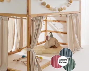 IKEA Kura muslin curtain | 4 colors: green, beige, pink, blue | OEKO-TEX® Standard 100 | for Kura loft bed and floor bed