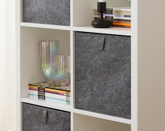 Felt storage box for Kallax shelves / Available as a single felt basket or in a set of 4 / Foldable / Very sturdy / With handle