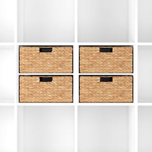 Halber Kallax Korb aus Wasserhyazinthe im 4er-Set / Aufbewahrungskorb fürs IKEA Kallax Regal / mit praktischem Tragegriff / Regalkorb
