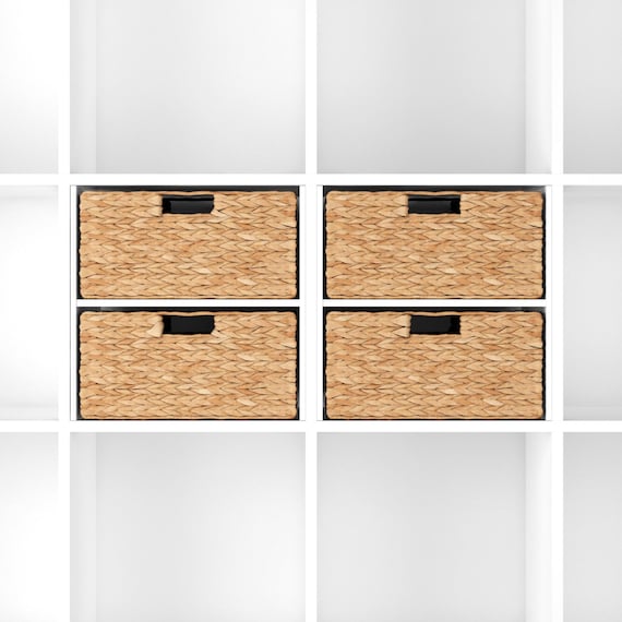 Half Kallax Basket Made of Water Hyacinth, Set of 4 / Storage Basket for IKEA Kallax Shelf / With Practical Carrying Handle / Shelf Basket