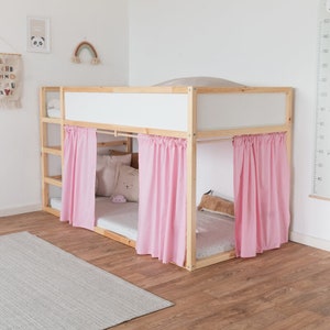 IKEA Kura Vorhang in Rosa / 100 % Baumwolle / Kura Bett Vorhang erhältlich für 3 Seiten / IKEA Kura Hack / Vorhang für Hochbett
