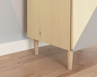 Möbelfüße für Ikea Ivar Regal aus massivem Holz / 4er Set Möbelfüße Möbelbeine / lackiertes Buchenholz / Massivholz / stabile Befestigung