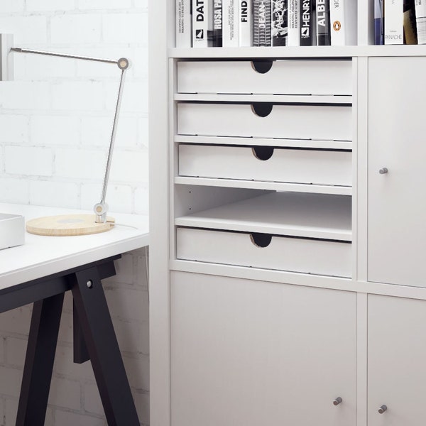 Ikea Kallax shelf insert with 5 cardboard drawers in a set