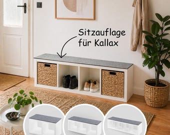 Sitzauflage aus Filz passend für IKEA Kallax | Bankauflage für 2, 3 und 4 Fächer Regal-Breite, anthrazit | Auflage inkl. Anti-Rutsch-Pads